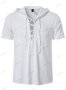 Мъжка модна едноцветна тениска с  качулка и къс ръкав, 2цвята, снимка 3