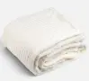 Двулицево одеяло екрю с кадифена релефна раирана текстура и Sherpa 200x150cm, снимка 1