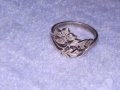 СТАРИНЕН ФЛОРАЛЕН СРЕБЪРЕН АР НУВО ПРЪСТЕН ВИСОКА ПРОБА СРЕБРО МАЙСТОРСКА АЖУРНА ИЗРАБОТКА 35017, снимка 7