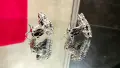 Van Cleef & Arpels VCA Silver Veined Black Onyx Vintage Alhambra Clips Дамски Обеци, снимка 8