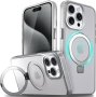 Калъф за iPhone 15 Pro Max (6,7”), съвместим с Magsafe, удароустойчив, полупрозрачен/бял, снимка 1