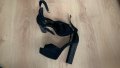 Дамски черни сандали на висок ток с камъни, снимка 6