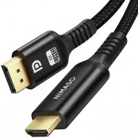 NIMASO Displayport към HDMI (2M), 4K@ 30Hz,  найлонова оплетка, съвместим с компютър, графична карта, снимка 1 - Кабели и адаптери - 35980871