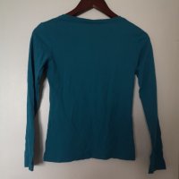 Дамска блуза с дълъг ръкав морска синя с щампи S размер, снимка 2 - Блузи с дълъг ръкав и пуловери - 40677088
