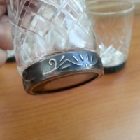 Руски кристални чаши чашки  с посребрена основа , снимка 3 - Антикварни и старинни предмети - 36241205