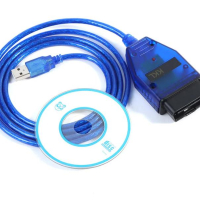 Диагностичен Кабел VAG COM 409.1 KKL Адаптер OBD2 USB Интерфейс CH340 Чип +Приложен Диск със Софтуер, снимка 1 - Кабели и адаптери - 44714252