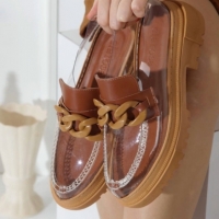 Равни обувки - прозрачен силикон с кафяво - SL1, снимка 1 - Дамски ежедневни обувки - 36096635