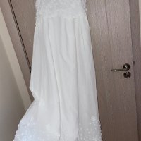 Нова бяла лятна парти коктейлна  елегантна дълга рокля декорация 3D 3Д  Reserved памук полиестер , снимка 2 - Рокли - 41550359