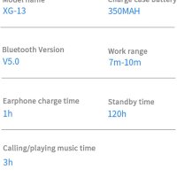 Gazechimp XG-13 Ture безжична Hifi стерео Bluetooth 5.0 слушалки с кутия за зареждане с микрофон, снимка 5 - Bluetooth слушалки - 44495320