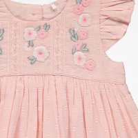 Розова рокля с бродирани цветя, снимка 3 - Бебешки рокли - 41898779
