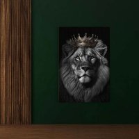 👑 113см! Огромна картина "Лъв с корона", снимка 4 - Картини - 41907411