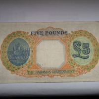 XRARE. BAHAMAS £ 5 POUNDS 1936 год. , снимка 2 - Нумизматика и бонистика - 36107212