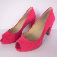 Дамски ярко розови обувки, № 38, естествен велур, неразличими от нови, снимка 2 - Дамски елегантни обувки - 42325546