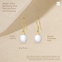 Нови Дамски сребърни обеци със сладководни перли 925 проба подарък жена, снимка 4 - Обеци - 41465093