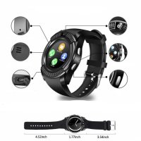 Смарт часовник Smart watch V8 с тъчскрийн, блутут, камера и СИМ карта, снимка 2 - Смарт гривни - 35774169