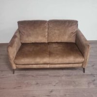 Дизайнерски кафяв диван от плат кадифе двойка, снимка 6 - Дивани и мека мебел - 42422504