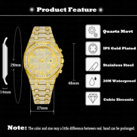 Часовник ICED 24K GOLD D48mm, снимка 2 - Луксозни - 44685618