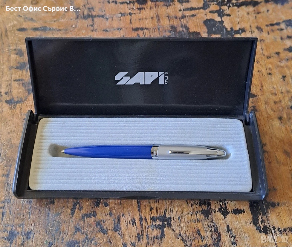 химикалка Сапи Sapi сребро със синьо Италия в кутия, снимка 1