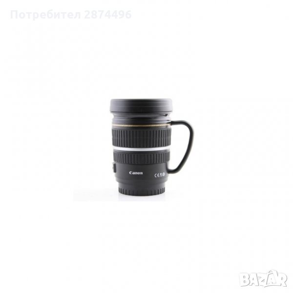 Термо чаша с форма на обектив Canon с дръжка, снимка 1