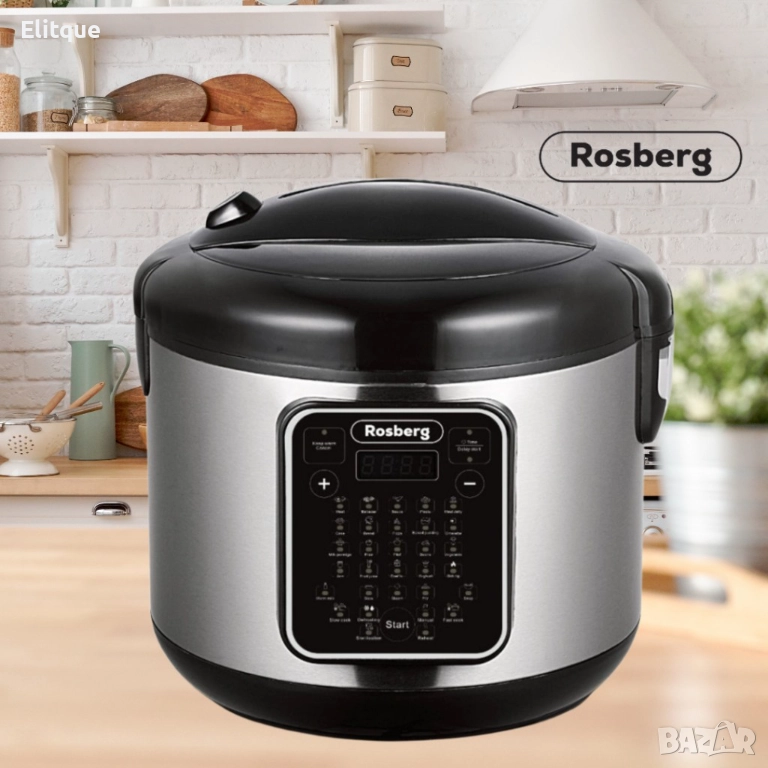 Мултикукър с 31 програми Rosberg, 780W, 5L, Незалепващо покритие, Инокс 2 ГОДИНИ ГАРАНЦИЯ, снимка 1