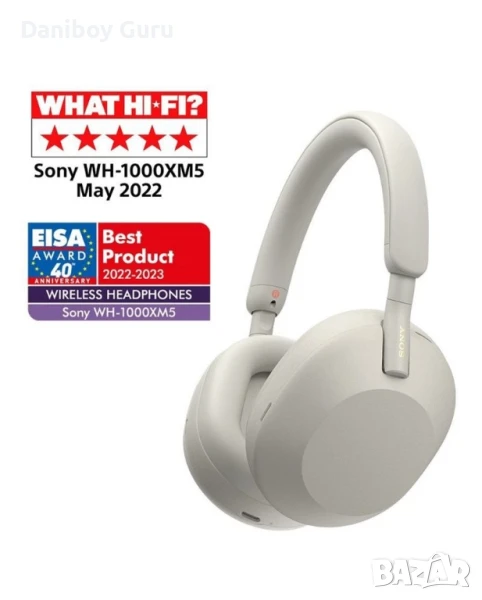 Sony - WH-1000XM5 Безжични слушалки с микрофон, ANC,  сребристи, снимка 1