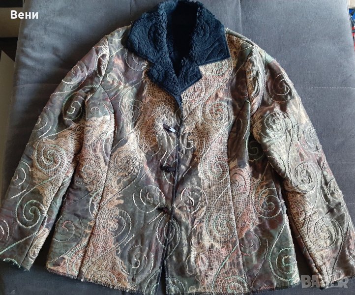 Топло дамско сако интересен десен, снимка 1