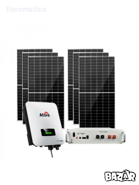 Автономна соларна система 5500W + инвертор Afore 6kw + 5.12kwh литиева батерия - BMS, снимка 1