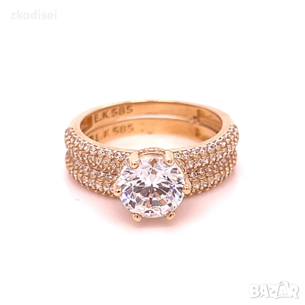 Златен дамски пръстен 5,47гр. размер:54 14кр. проба:585 модел:34479-5, снимка 1