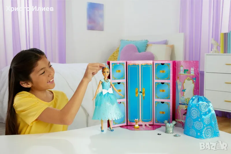 Кукла Disney Princess Пепеляшка с кралска рокля гардероб и аксесоари, снимка 1