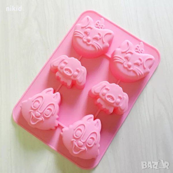 Коте Мари Marie кученце Чип и Дейл дълбок силиконов молд форма калъп гипс сапун шоколад , снимка 1