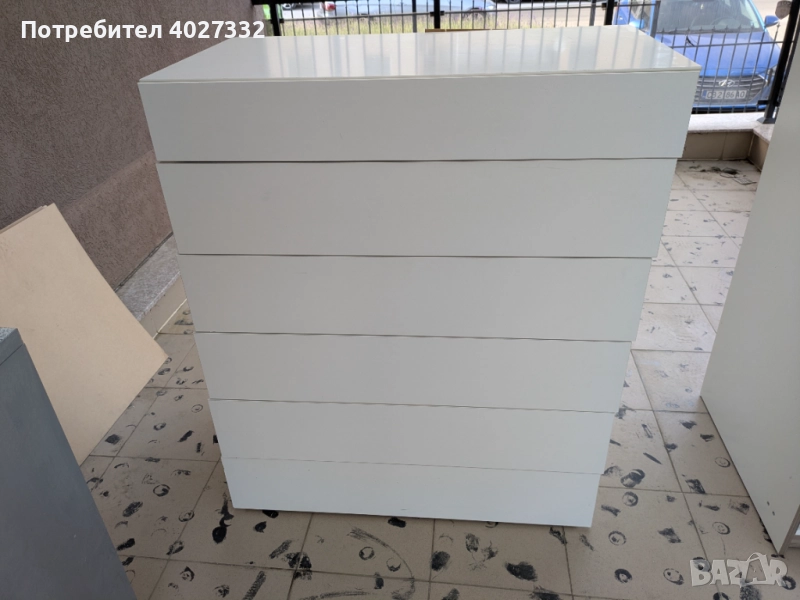 Бял скрин с 6 чекмеджета – бял, отлично състояние, снимка 1