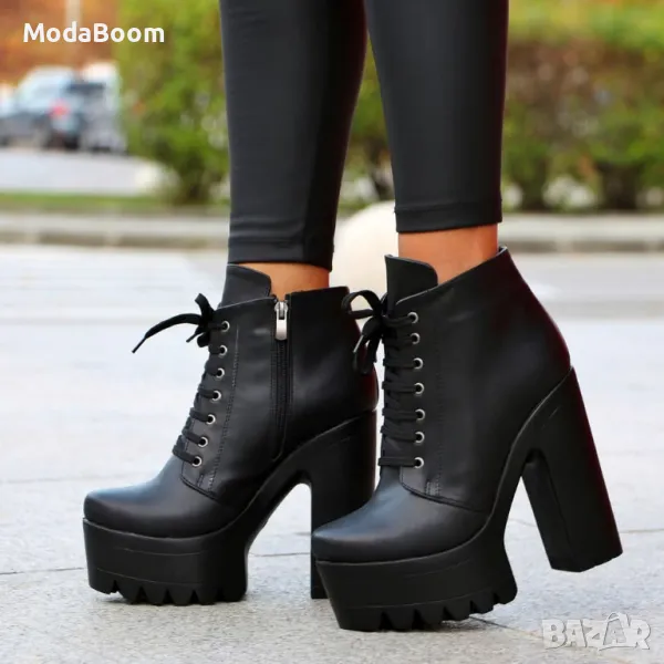 Боти на ток - Кожа, снимка 1