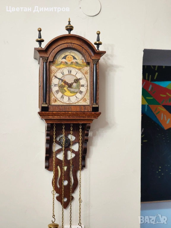 Антикварен стенен холандски часовник с тежести , снимка 1