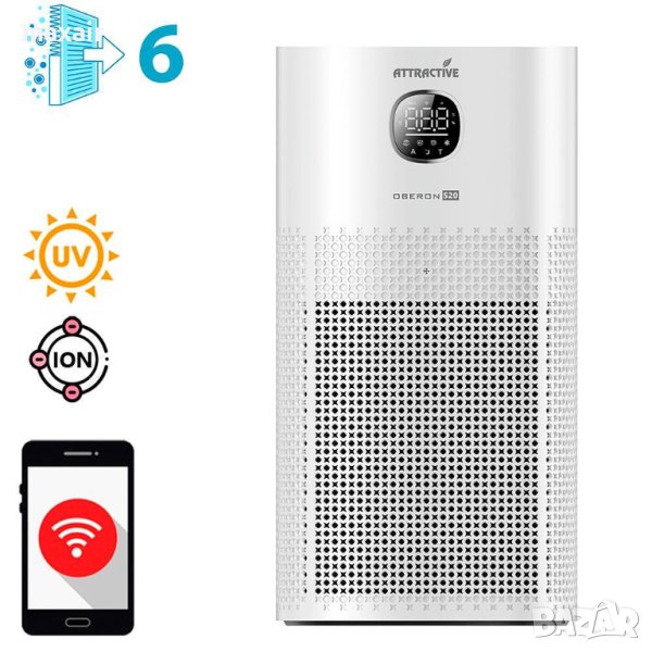 OBERON 520 WiFi (до 62 м2) - Пречиствател за въздух - бял * Гаранция 2 години * Безплатна доставка, снимка 1