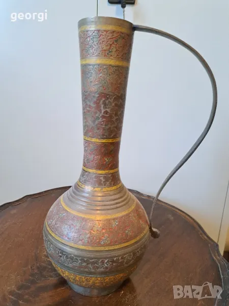 масивна месингова кана с цветен емайл   1/1, снимка 1