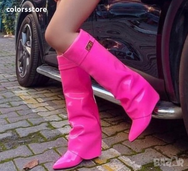Ботуши на платформа - розов лак - K-40, снимка 1