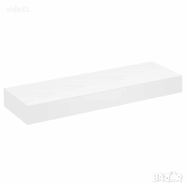 Бял МДФ плаващ стенен рафт с 1 чекмедже за съхранение на книги（SKU:242188）, снимка 1