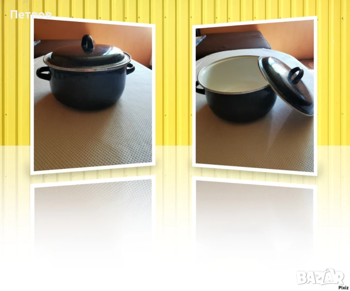 Тенджера емайл с кант тъмно синя нова средна.4 л., снимка 1