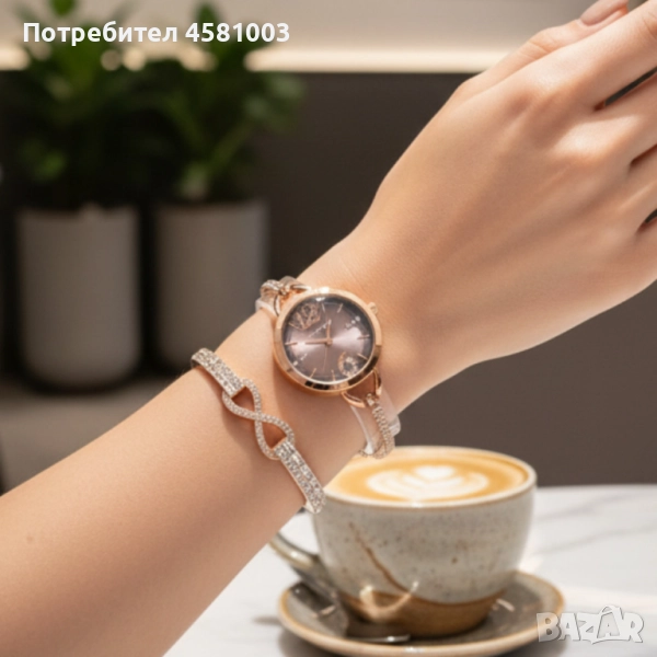 Комплект за нея: часовник и гривна с кристали – изискан стил всеки ден, снимка 1