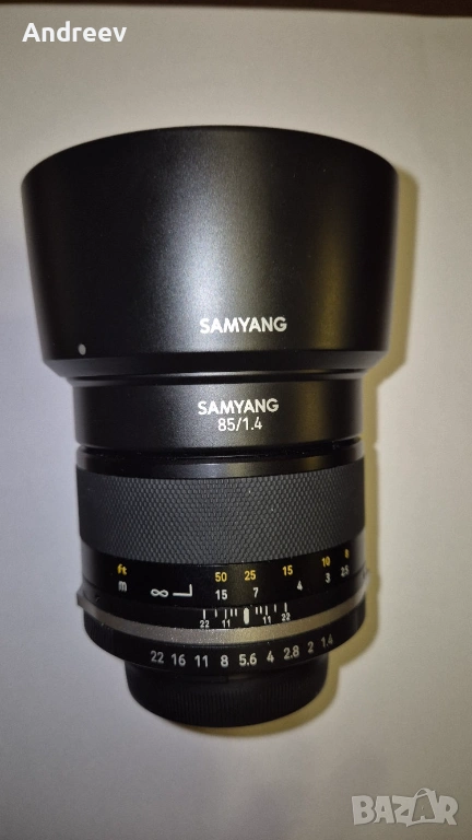 Samyang 85 mm f/1.4 MK2 за Nikon F – Като нов, пълен комплект, с чип!, снимка 1