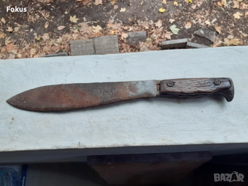 Стар масивен кован военен боен нож мачете ПСВ маркировка, снимка 1