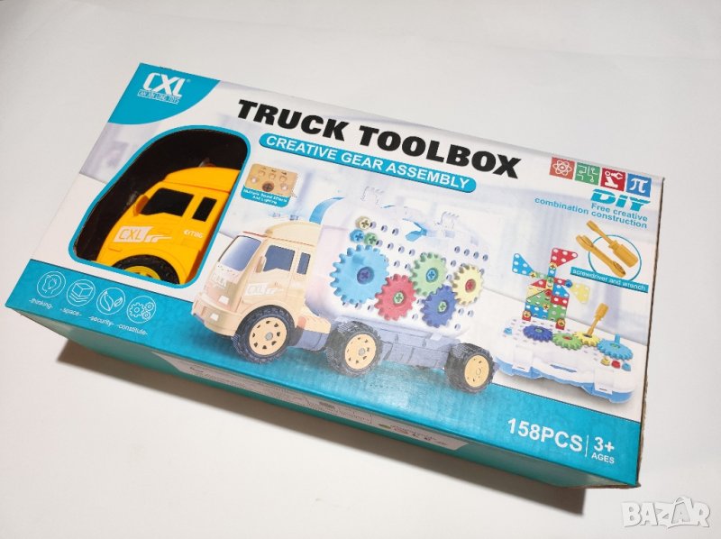 Образователна играчка конструктор, тип лего. Камион с инструменти, 158 части. , снимка 1