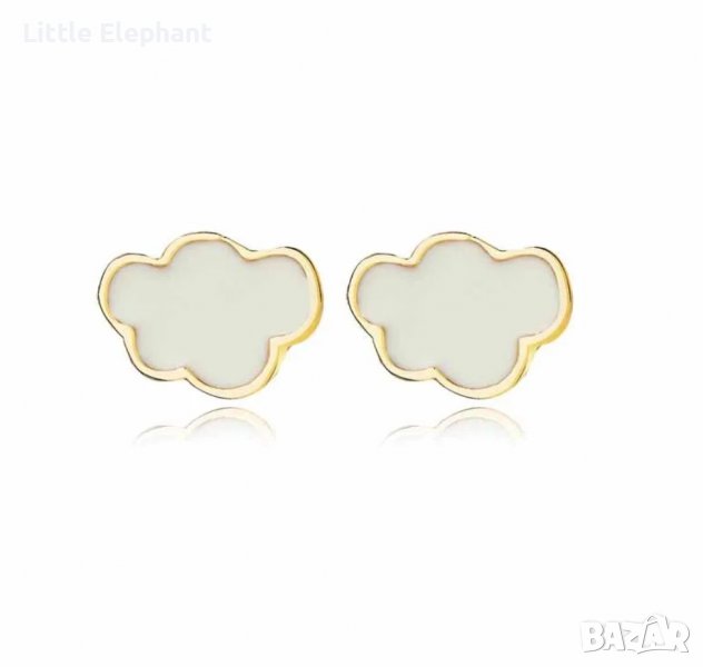Sale Сребърни обеци облачета,Sweet tiny model,Gold/нови, снимка 1