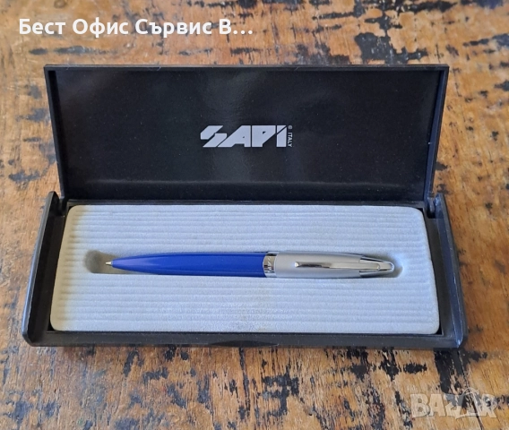 химикалка Сапи Sapi сребро със синьо Италия в кутия