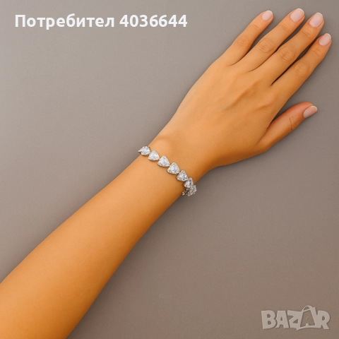 Гривна със сърчица и камъчета, снимка 5 - Гривни - 51443368