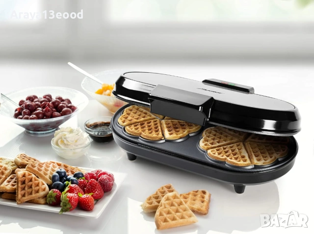 Bestron ADWM730S Двоен гофретник 1200 W с индикатор за готвене, сребрист