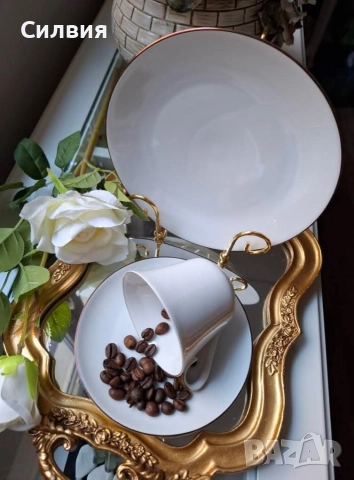 Троен сет за кафе , снимка 2 - Чаши - 52558133