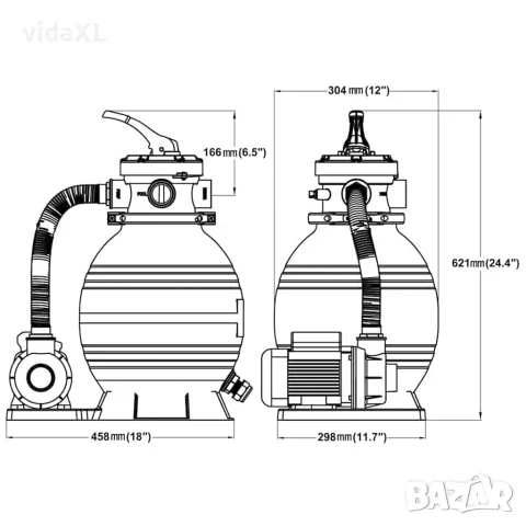 vidaXL Пясъчна филтърна помпа, 400 W, 11000 л/ч, снимка 5 - Басейни и аксесоари - 56148303