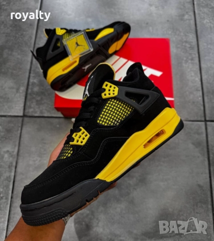 Air Jordan 4 Retro Black/Yellow мъжки маратонки , снимка 5 - Маратонки - 51625168