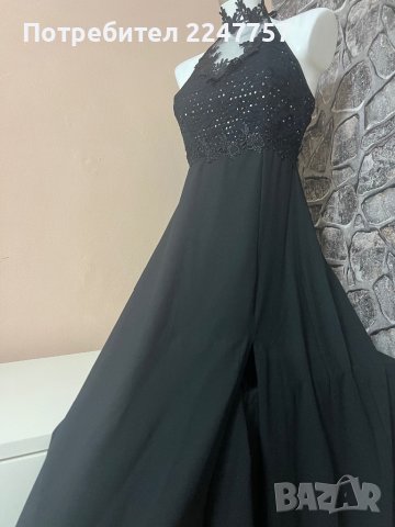 Дълга черна рокля с цепка размер S/M, снимка 2 - Рокли - 40958367